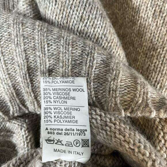 Point Of Italy Cashmere/ Wool Blend Mens High Neck Long Sleeve Light Gray Luxury - Picture 9 of 10